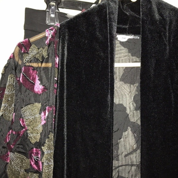 Unbranded Jacket Velvet Collar Sheer Floral Black/Pink Pretty Pre-Owned - Picture 5 of 9